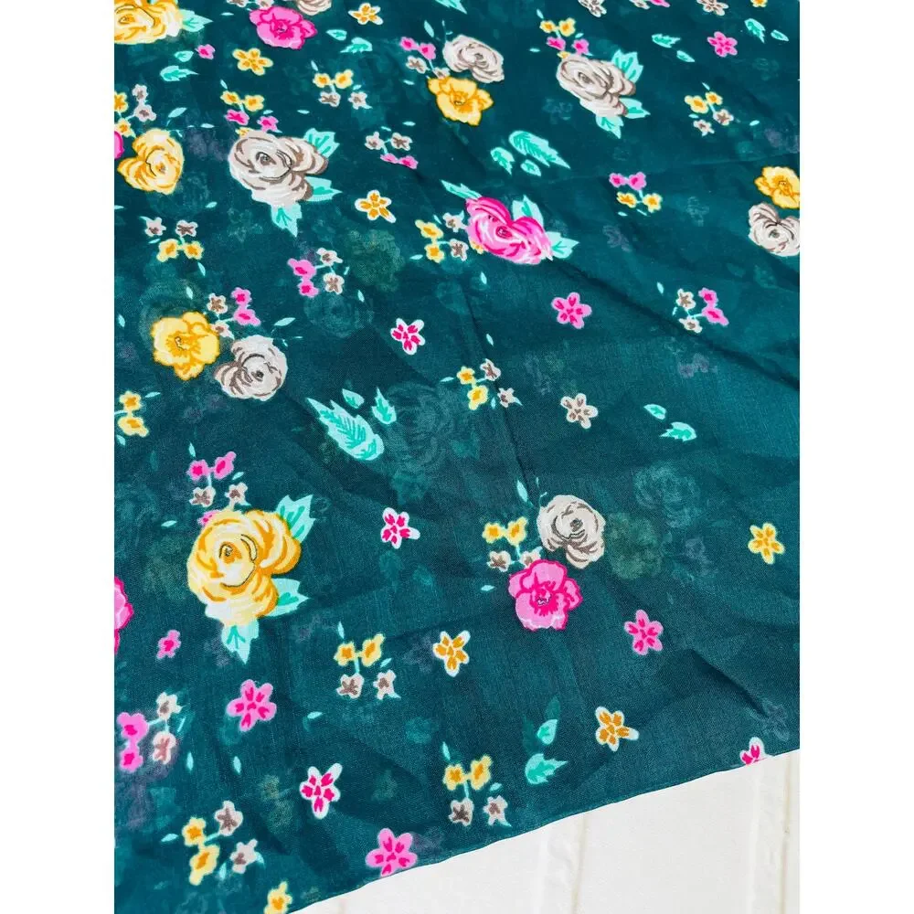 NEW emerald green floral soft light scarf